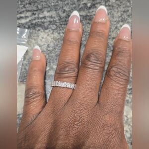 Macy's Cubic Zirconia Anniversary Ring  Sterling Silver Size 8 Women